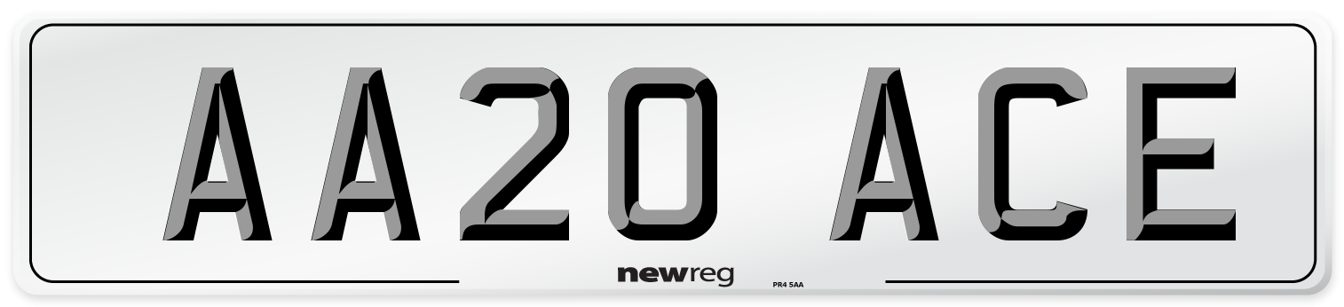 AA20 ACE Number Plate from New Reg